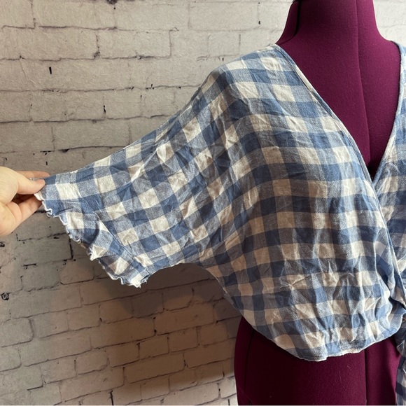 Rails Athena Periwinkle Check wrap blouse size large - Picture 2 of 8
